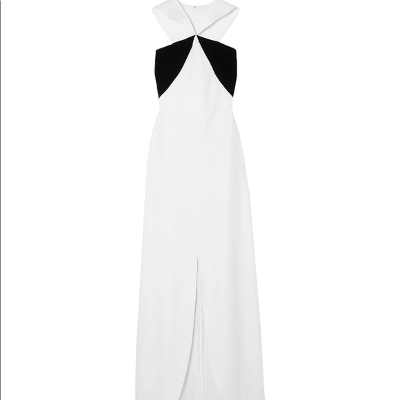 Givenchy White Gown with Black Velvet Panels - Picture 2 of 5